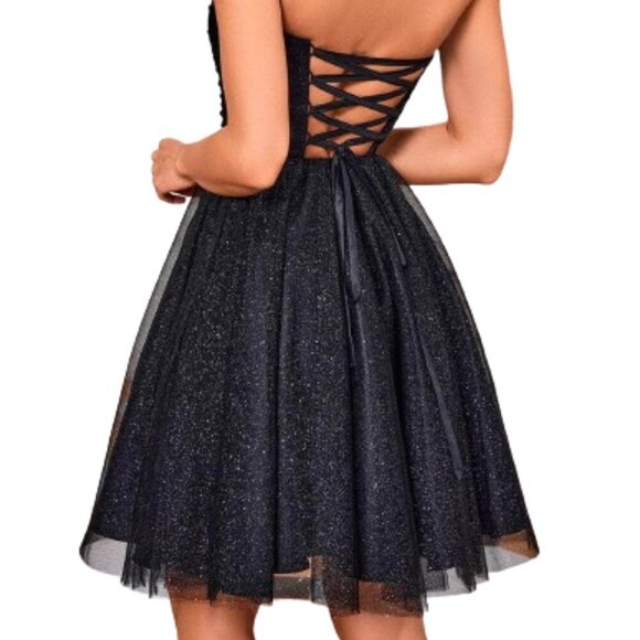 SALE NWT J'Adore Dresses J24073 Sparkle Tulle Homecoming Dress Black Size 4 - Picture 2 of 8